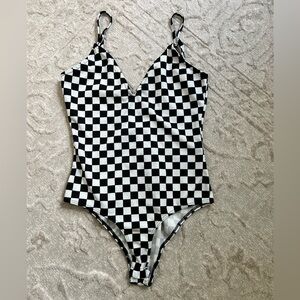 checkered bodysuit